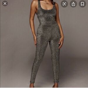 JLUXLABEL Black Metallic Sparkle Tank Top Pants Set Womens Large L (10/12) Party